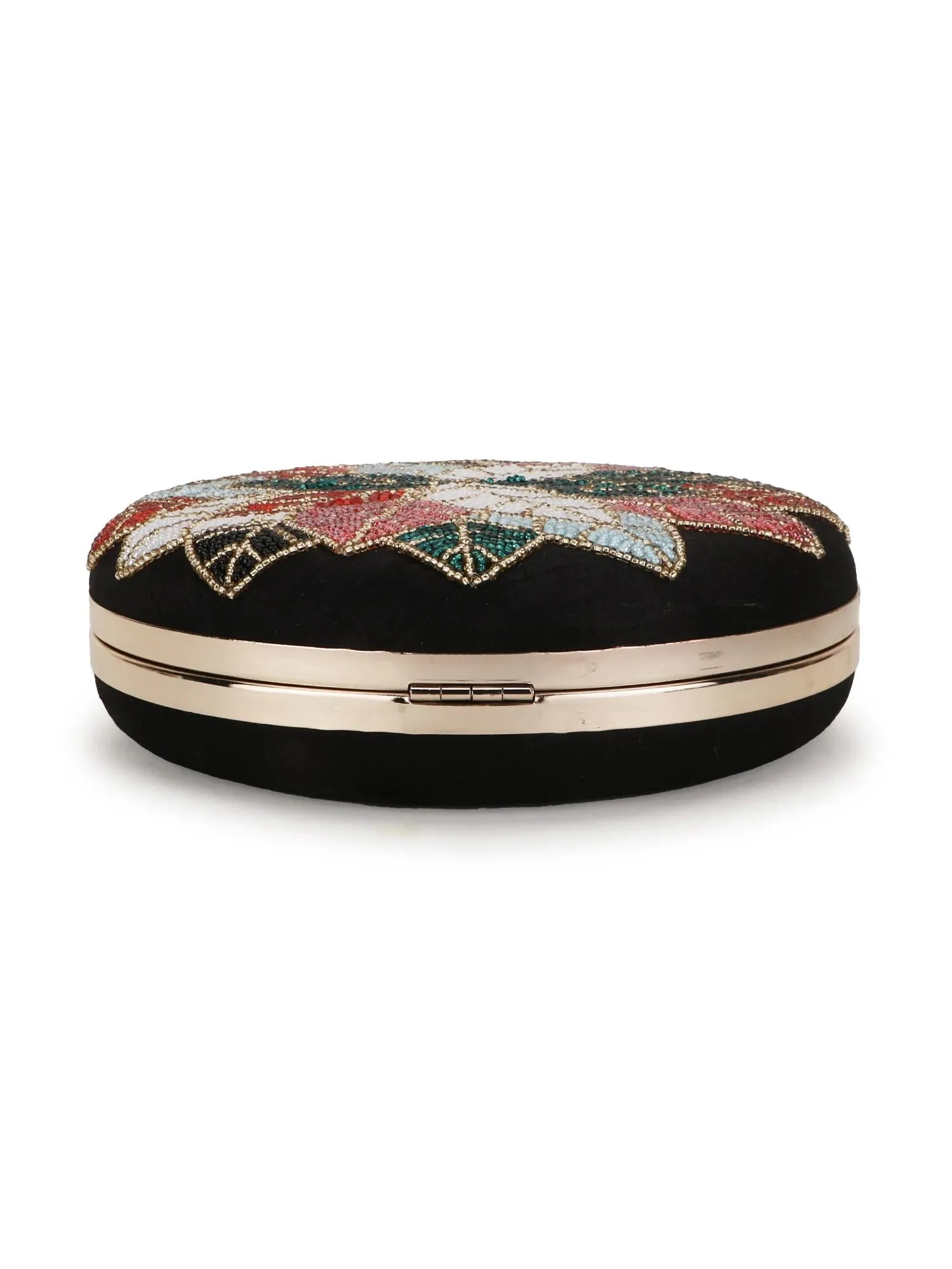 Gala Floral Emroidered Faux Silk Clutch