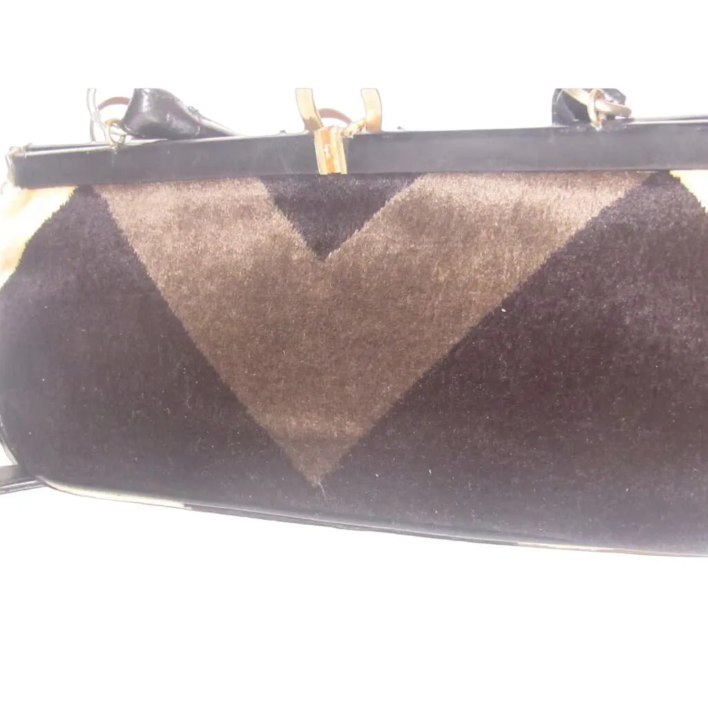 Roberta di Camerino Art Deco look velvet & leather two-way purse