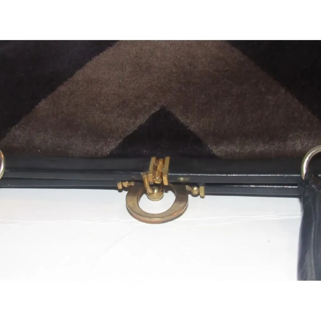 Roberta di Camerino Art Deco look velvet & leather two-way purse
