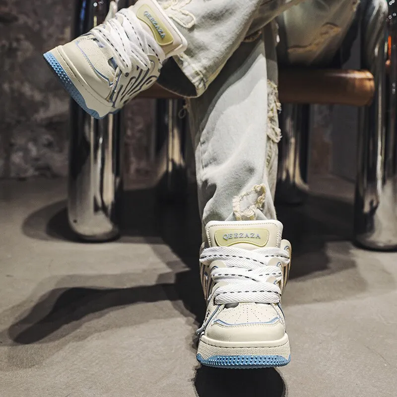 Waved | Beige and Blue Sneakers